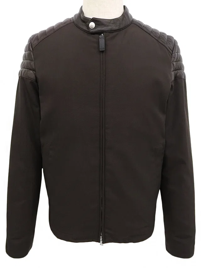 Gucci Logo Button Rider's Jacket #46 Dark Brown in Brown Nylon from VINTAGE QOO TOKYO