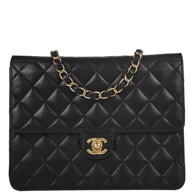 Chanel 2008-2009 Black Lambskin Turnlock Small Half Flap Shoulder Bag in Black Lambskin from AMORE Vintage Tokyo