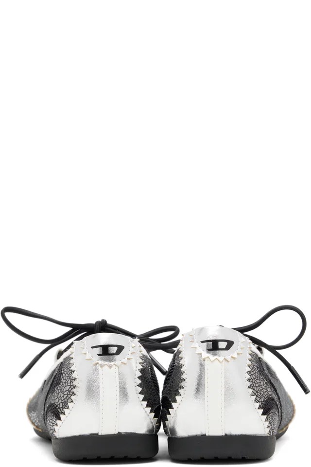 Diesel Black & Silver D-Mile Lace-Up Ballerina Flats, photo 2 of 5 from SSENSE