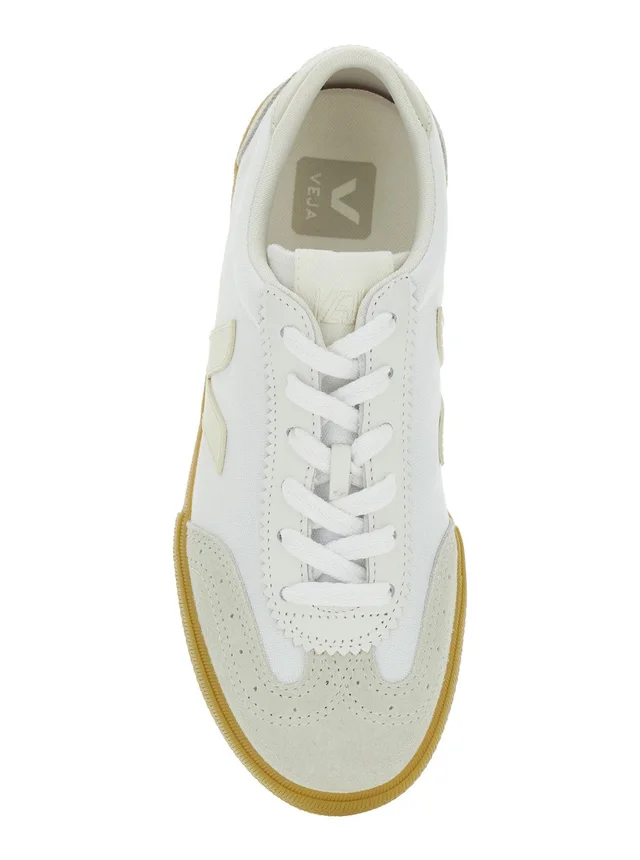 VEJA Sneaker 'Volley' Low Top with Logo Patch on the Side and Logo Lettering on the Back in White Fabric Unisex in White 100% Canvas, photo 8 of 8 from Gaudenzi Boutique