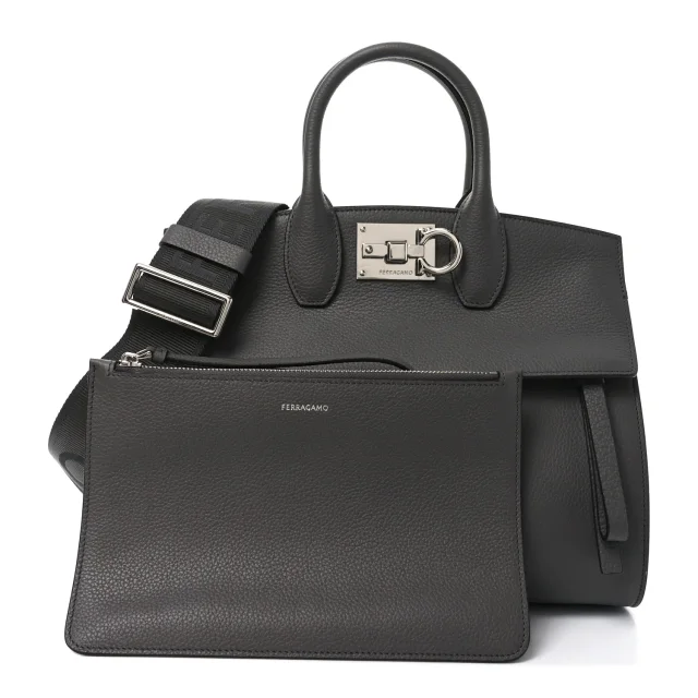 Ferragamo Medium Studio Soft Bag Grey in Grey Calfskin from FASHIONPHILE, photo 3 of 10