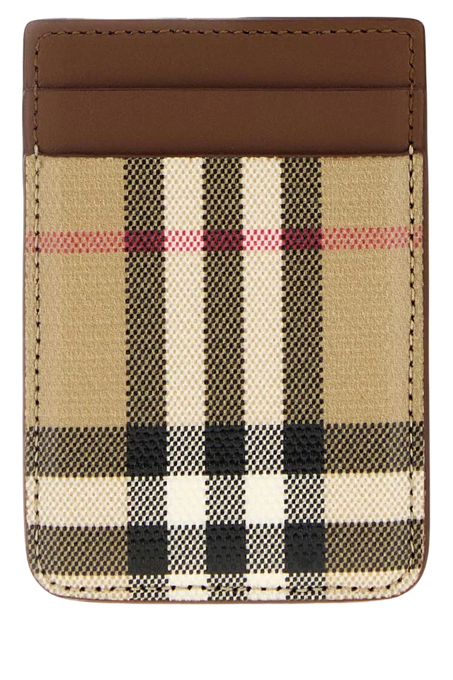 Burberry Magnetic Card Case — Beige Exterior: Cotton Calf Wallet in Beige Canvas from HEWI