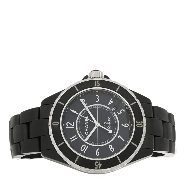 Chanel Stainless Steel Matte Ceramic 41mm J12 Automatic Watch Black in Black Ceramic from FASHIONPHILE, photo 2 of 5