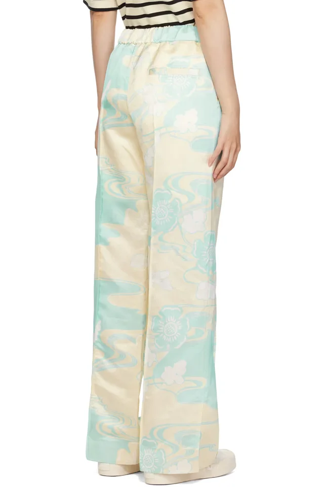 Jil Sander Off-White & Blue Graphic Trousers, photo 3 of 4 from SSENSE
