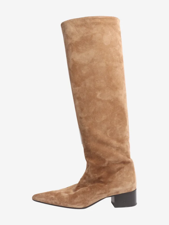 Khaite Brown suede knee-high boots - size EU 39 in Brown Suede from Sign of the Times