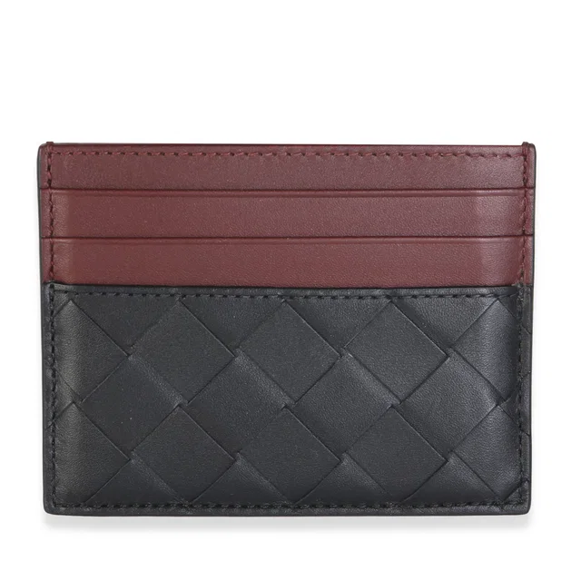 Bottega Veneta Black Red Intrecciato Nappa Card Case in Black Nappa leather from myGemma
