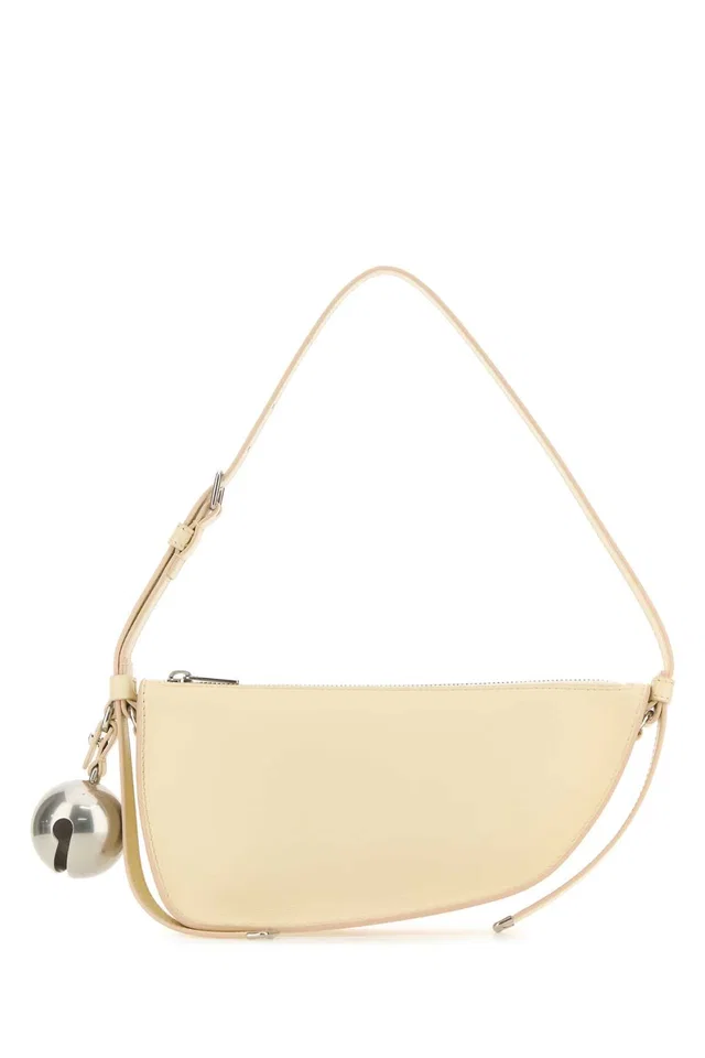 Burberry Curved Shield Leather Shoulder Bag — Beige in Beige Leather from HEWI