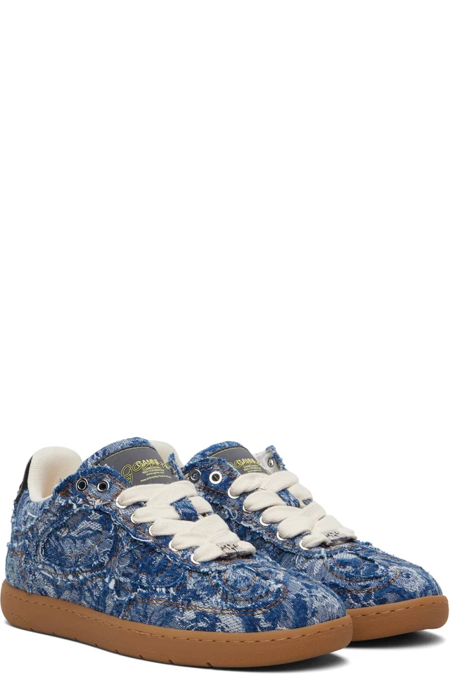 GANNI Blue Denim Tapestry Sneakers, photo 4 of 5 from SSENSE