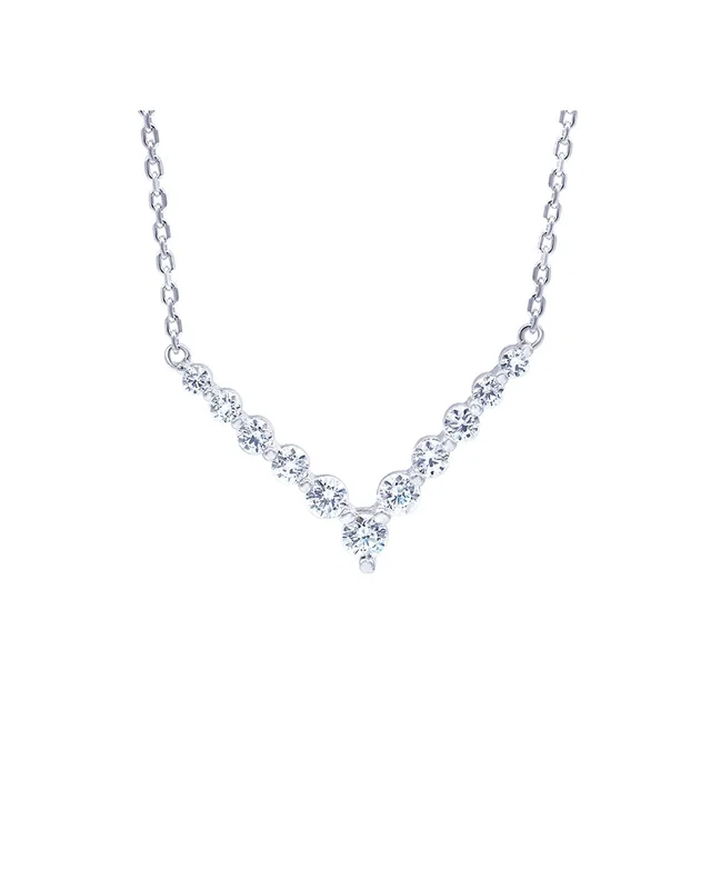 Lab Grown Diamonds Silver 1.01 ct. tw. Lab-Grown Diamond V Shape Necklace, image 1 of 1 from Gilt