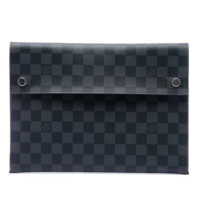 Black Louis Vuitton Damier Graphite Alpha Pochette GM Clutch Bag in Black Canvas from Designer Revival
