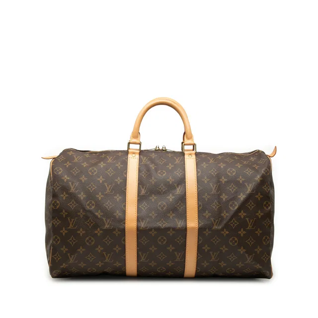 Brown Louis Vuitton Monogram Keepall 50 Travel Bag in Brown Coated canvas from Designer Revival