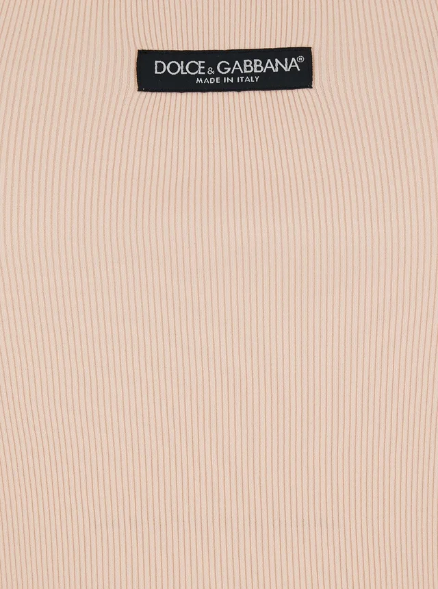 DOLCE E GABBANA Pink Sleeveless Top with Round Neck and Logo Patch on the Front in Cotton for Women in Pink, photo 6 of 6 from Gaudenzi Boutique