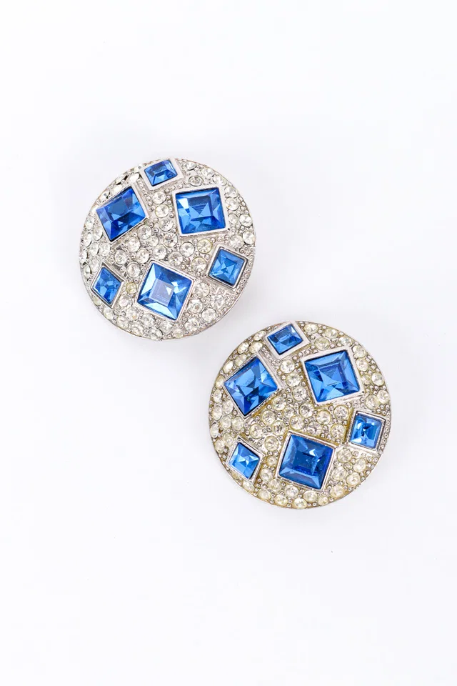 Saint Laurent Crystal Gem Button Earrings from Recess LA