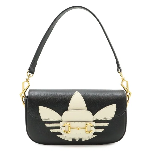Gucci Adidas Collaboration Horsebit Shoulder Bag 2-Way Clutch Leather Black in Black Leather from The Reluxe