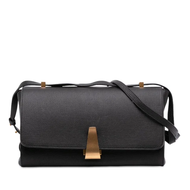 Black Bottega Veneta Grained Calfskin BV Angle Shoulder Bag in Black Caviar leather from Designer Revival