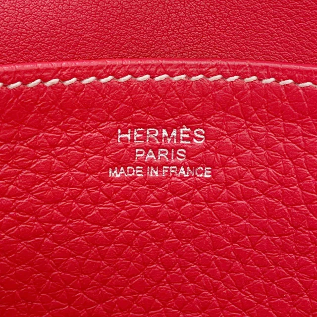 Hermès Halzan Rouge Casaque Taurillon Clemence Size 31 in Red Clemence leather from GALLERY RARE, photo 15 of 16