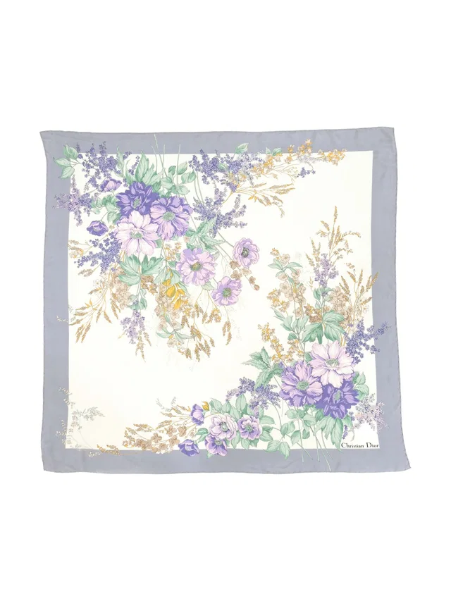 Dior Pastel Floral Scarf in Silk from Arcade Vintage