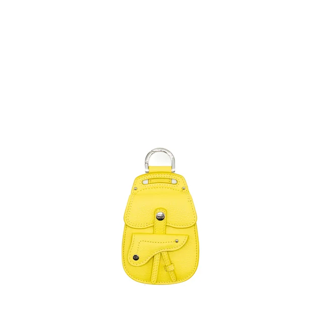 Dior Saddle Coin Pouch/Bag Charm Yellow SHW in Yellow Leather from EMIER