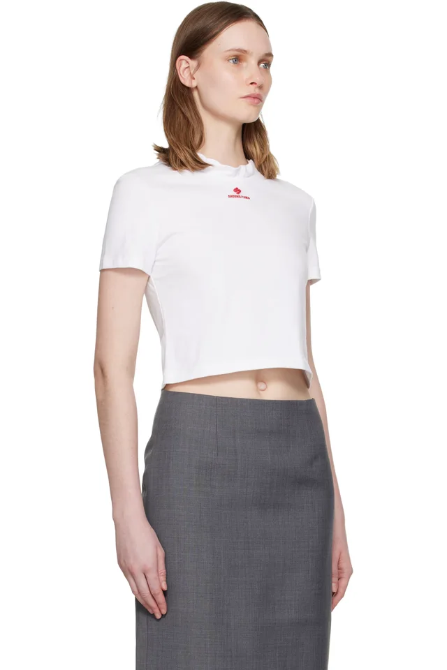 SHUSHU/TONG White Wave Lace Collar T-shirt, photo 2 of 4 from SSENSE