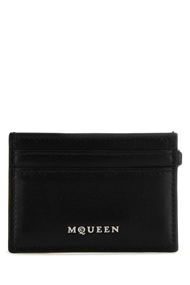 Alexander McQueen Card Case — Black Wallet in Black Calfskin from HEWI