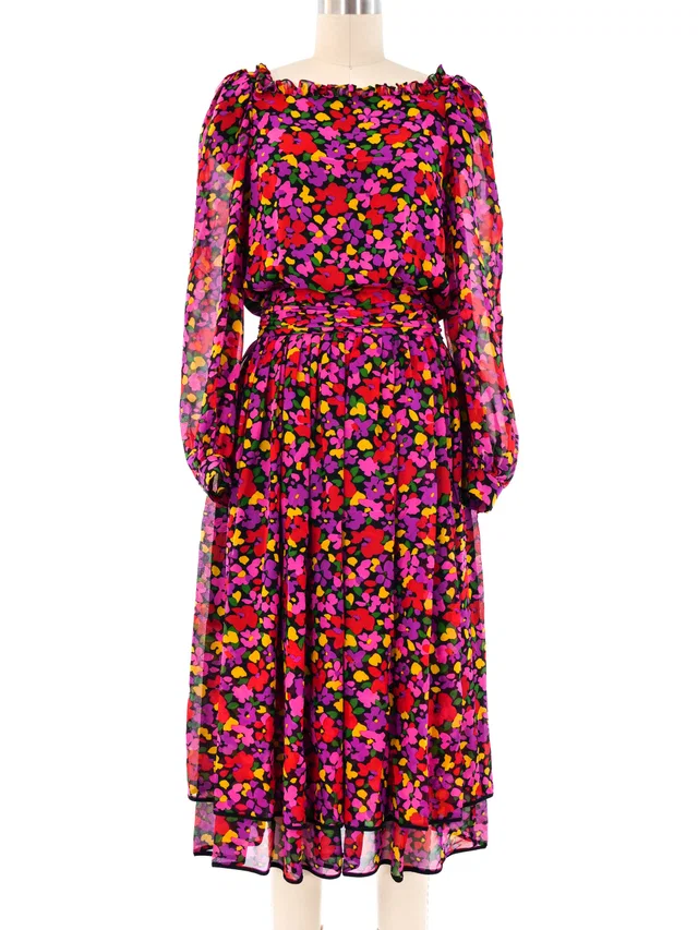 Valentino Garavani Floral Printed Silk Maxi Dress in Multicolor Silk from Arcade Vintage