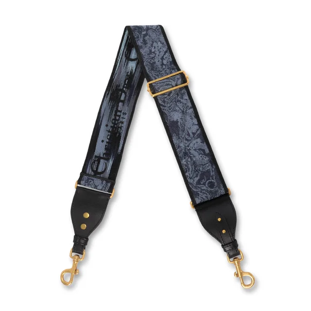 Dior Blue Canvas Toile de Jouy Sauvage Bag Strap in Navy Canvas from Blue Spinach