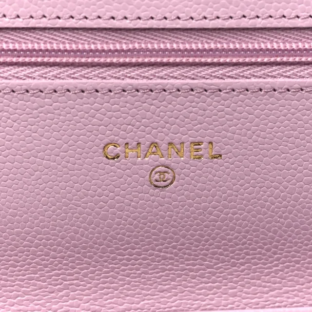 Chanel Caviar Quilted Wallet on Chain WOC Light Pink in Pink Caviar leather from FASHIONPHILE, photo 6 of 12