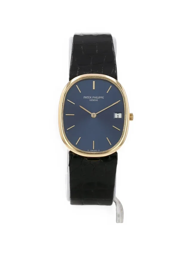 Patek Philippe Ellipse 31mm watch - women - Yellow Gold/Calf Leather/Mineral Glass - One Size - Blue in blue Calfskin from Farfetch