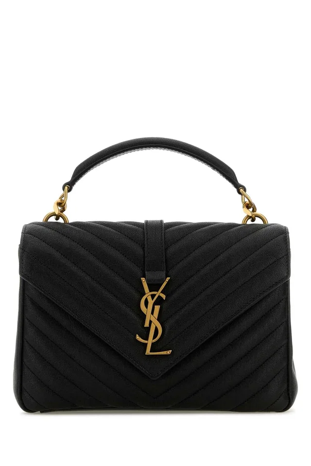 Saint Laurent College Top Handle Bag — Black in Black Lambskin from HEWI