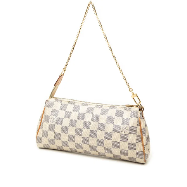 White Louis Vuitton Damier Azur Eva Satchel in White Canvas from Designer Revival, photo 2 of 2