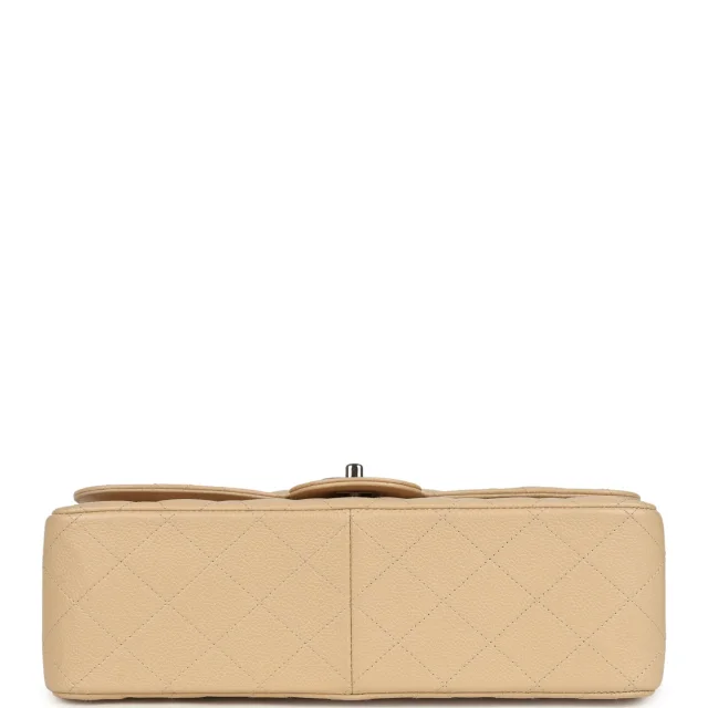 Chanel Jumbo Classic Double Flap Bag Light Beige Caviar Silver Hardware in Beige Caviar leather from Madison Avenue Couture, photo 6 of 9