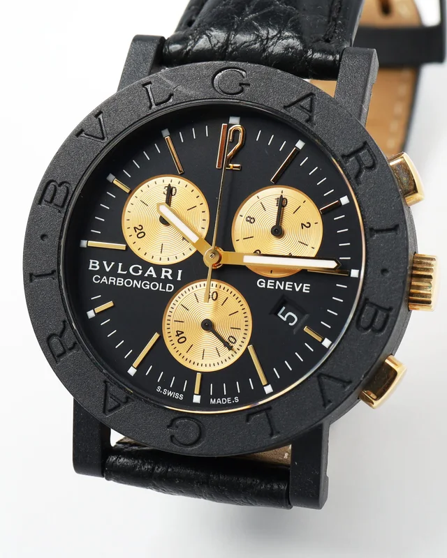 Bvlgari Carbon Gold Genève 38mm Ref BB38CLCH Full Set Watch in Gold Leather from A Retro Tale, photo 2 of 8