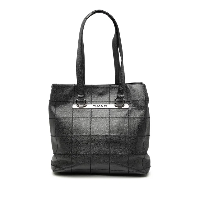 Black Chanel Choco Bar Caviar Tote in Black Caviar leather from Designer Revival