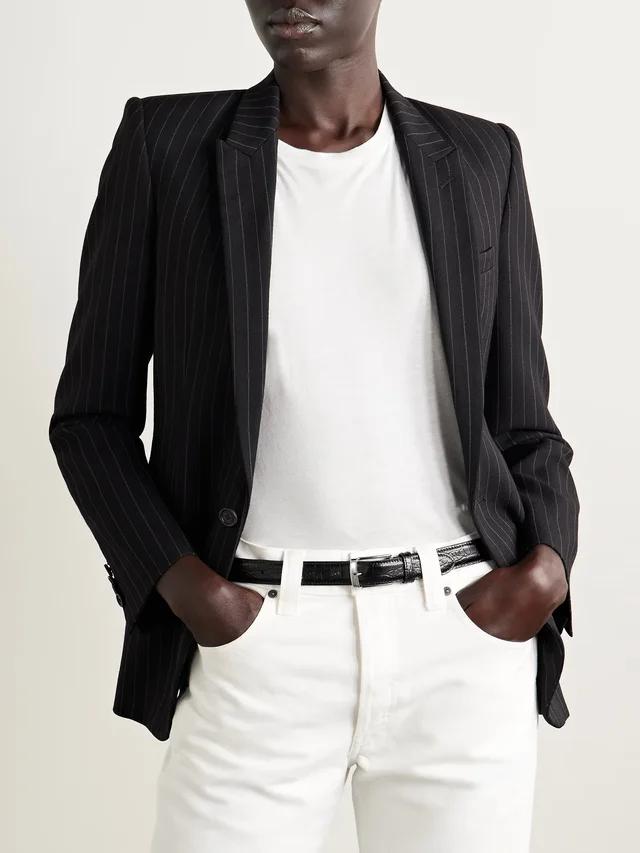 NILI LOTAN Dana croc-effect leather belt in Black, photo 2 of 2 from NET-A-PORTER (Canada)