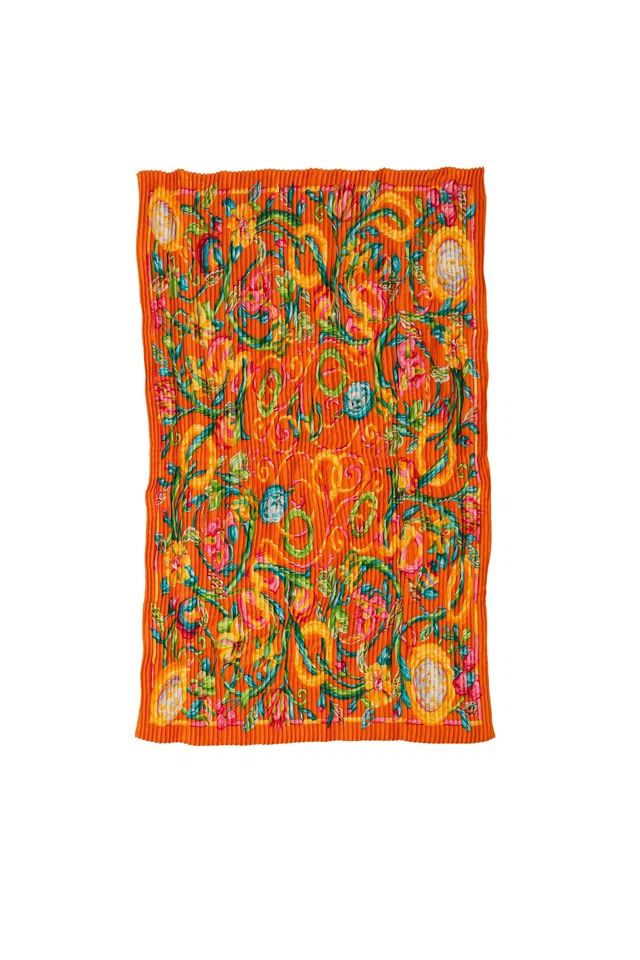 Celine Pleated Floral Scarf in Silk from Recess LA