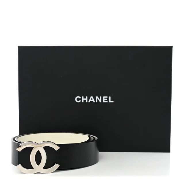 Chanel CC Reversible Belt 80 32 Black White in Black Calfskin from FASHIONPHILE, photo 7 of 7