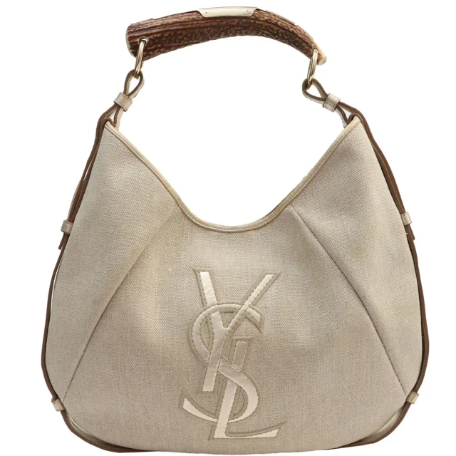 Saint Laurent Mombasa Handbag - Beige in Beige Canvas from VINTAGE QOO TOKYO, photo 2 of 16