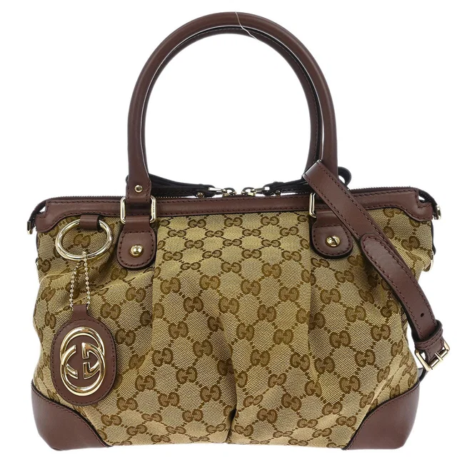 Gucci Beige GG Sukey 2way Handbag in Beige Canvas from AMORE Vintage Tokyo