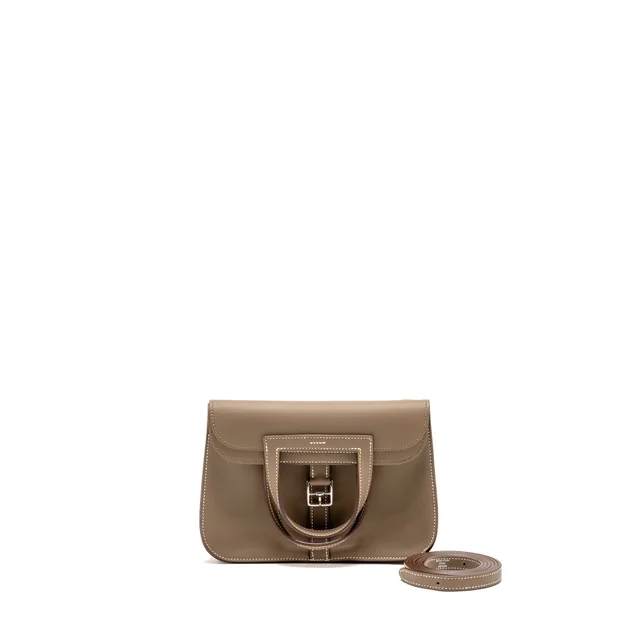 Hermès Mini Halzan 22 Swift Etoupe SHW Stamp W in Taupe Swift leather from EMIER