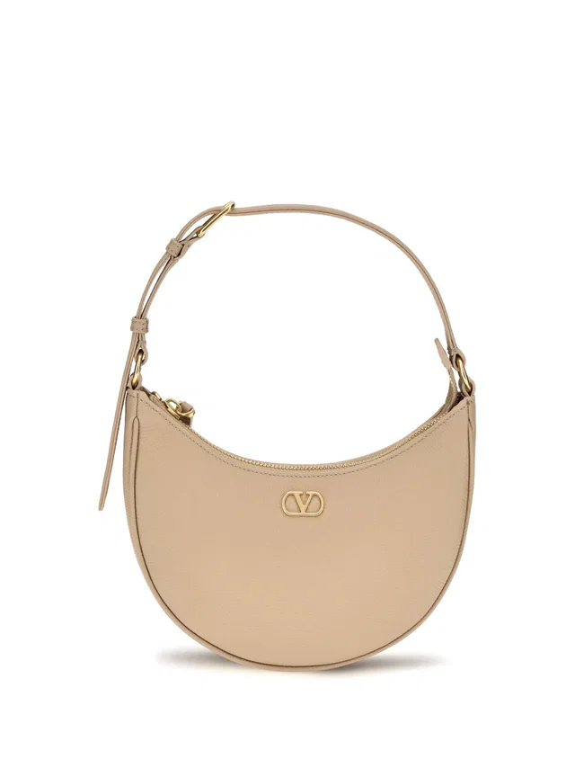 Valentino Garavani Hobo Bag — Beige Calf Leather Bos Taurus in Beige Calfskin from HEWI