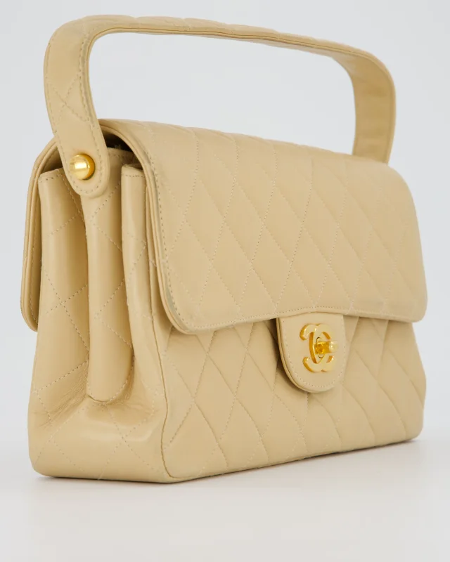 Chanel Vintage Medium Double-Sided Flap Bag in Beige Lambskin from Sellier, photo 10 of 18