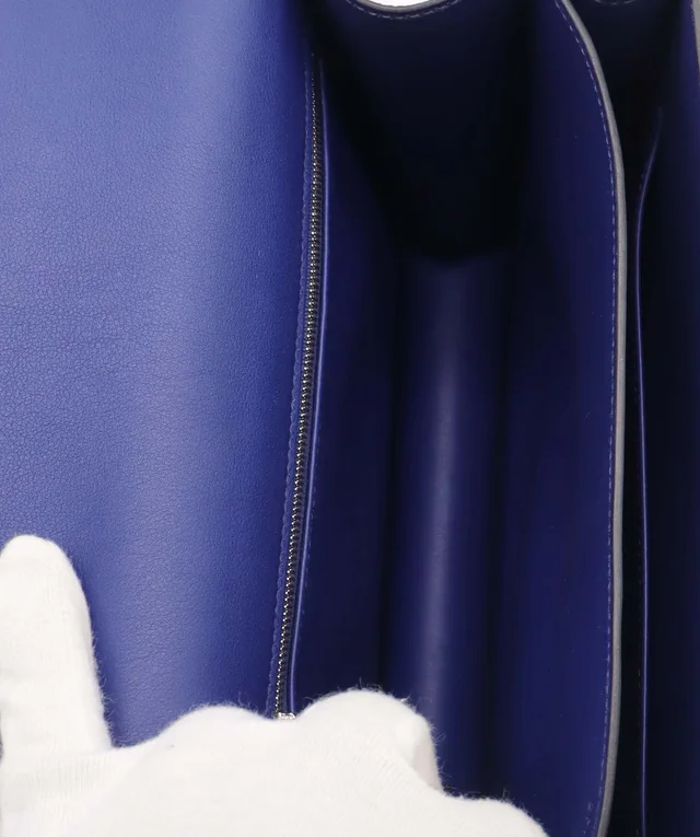 Hermès Constance 24 swift/Toile Black/Blue Saphir SHW in Black Swift leather from Luxury Promise, photo 8 of 11