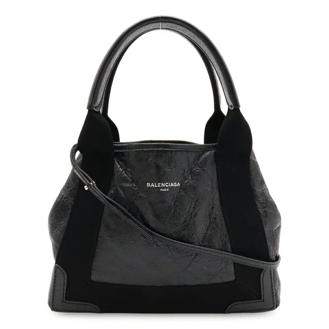 Balenciaga Navy Cabas Leather 2way Bag in Navy Leather from LuxUness