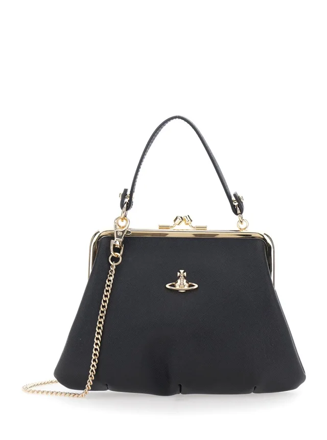 Handbag 'Granny Frame' with Orb Logo in Black Cotton Blend for Women in Black, image 1 of 1 from Gaudenzi Boutique