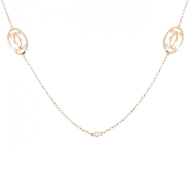 Cartier Logo 750 Pink Gold Diamond Necklace in Pink from LuxUness