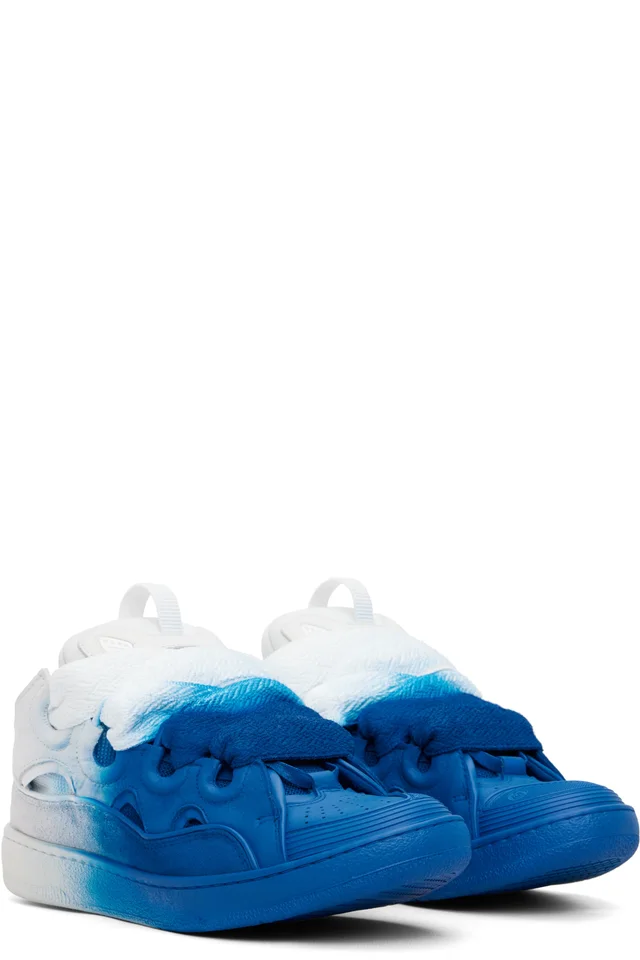Lanvin Blue & Off-White Spray Curb Sneakers, photo 4 of 5 from SSENSE