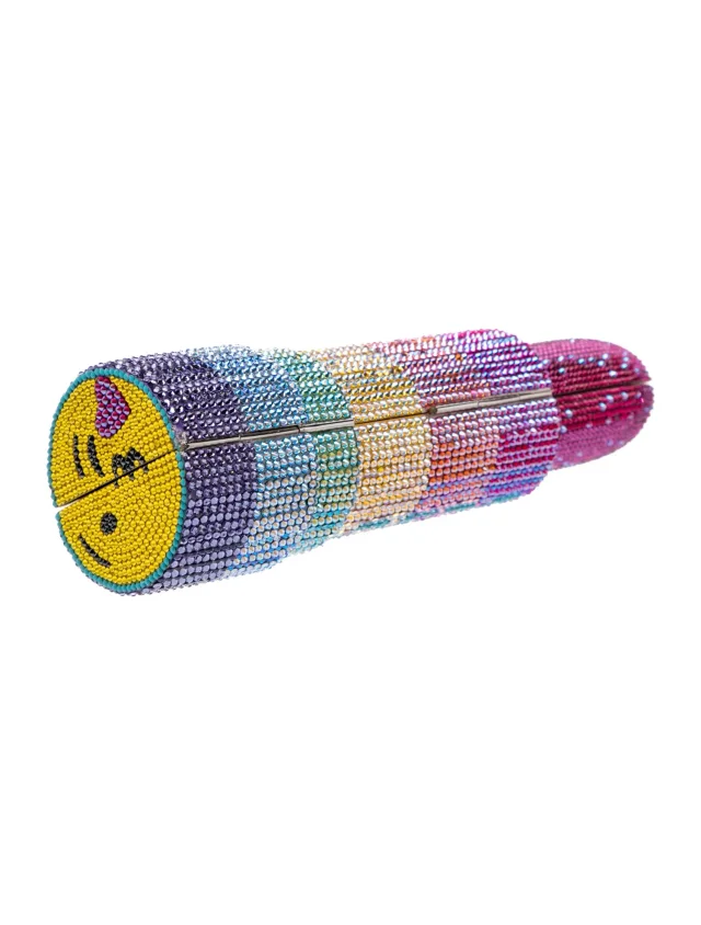 Judith Leiber Crystal x Ashley Longshore 'Beso ' Lipstick Minaudière in blue Leather from The RealReal, photo 5 of 6
