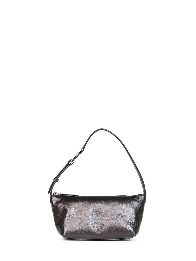 Fendi Crackle-Effect Calf Leather Shoulder Bag — Black in Black Calfskin from HEWI