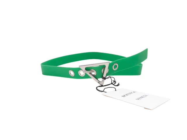 Green Bottega Veneta Skinny Rubber Belt in Green from Designer Revival
