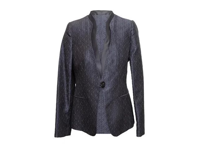 Navy Giorgio Armani Jacquard Single-Button Blazer Size IT 46 in Navy from Designer Revival